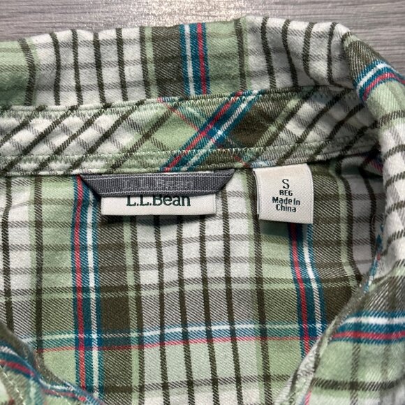 L.L. Bean Women's Scotch Plaid Flannel Shirt - Green - Picture 3 of 6